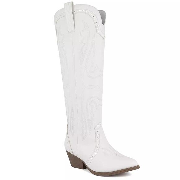 Sugar Women Tall Tam Knee High Western Cowgirl Boots Size US 7M White Tumbled - Picture 1 of 3